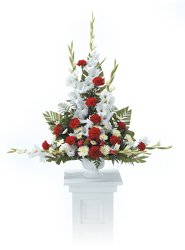 CTT2421 Red & White Pedestal Arrangement from Yesterday's and Tomorrows in Warner Robins, GA