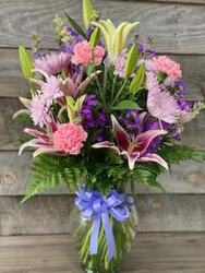 Pink & Purple Vase Arrangement from Yesterday's and Tomorrows in Warner Robins, GA