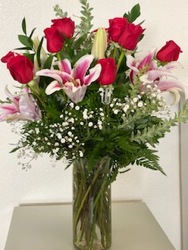 Roses and Stargazer Lilies from Yesterday's and Tomorrows in Warner Robins, GA