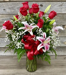 Roses and Stargazer Lilies from Yesterday's and Tomorrows in Warner Robins, GA