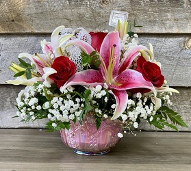 VintageGlassBasketArrangement from Yesterday's and Tomorrows in Warner Robins, GA